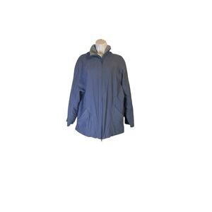 London Fog Women’s Petites Blue Zip-Up Jacket Coat Size L Petite VINTAGE